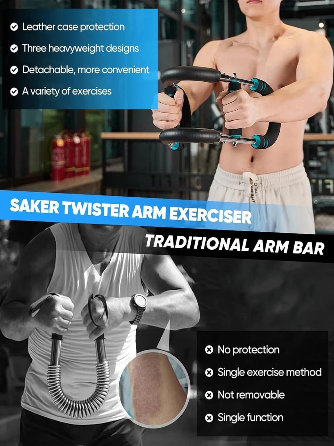 Rivona Gorilla Bar™ – Arm Twister Home Workout Tool for Men | Burn Chest Fat & Build Strength