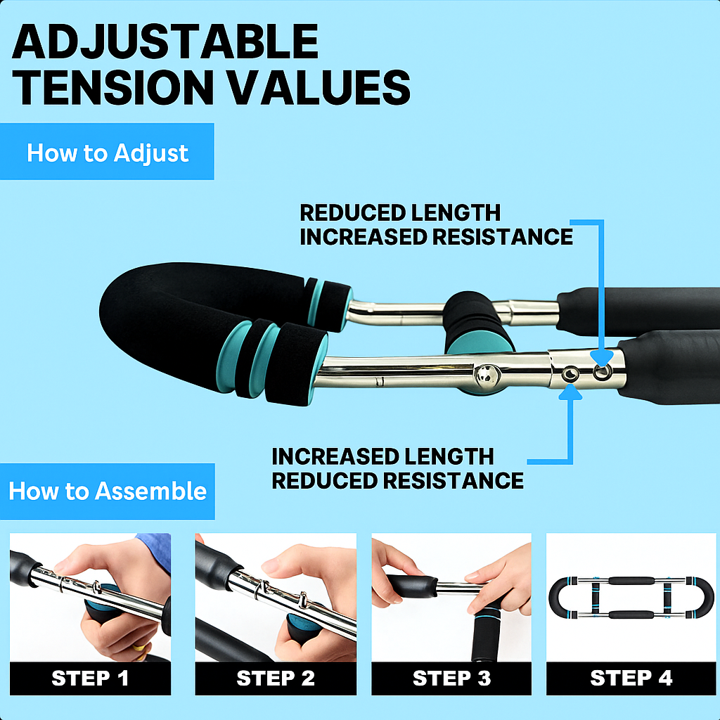 Rivona Gorilla Bar™ – Arm Twister Home Workout Tool for Men | Burn Chest Fat & Build Strength